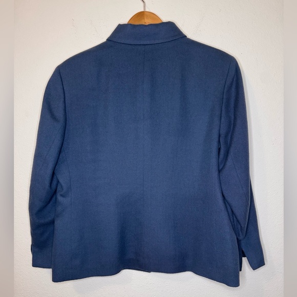 VINTAGE sfi femme 100% Camelhair Blue Blazer 3/4 Sleeve Made in Canada - Picture 2 of 6